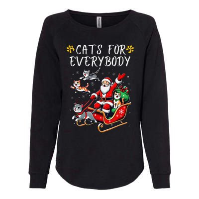 Cats For Everybody Christmas Cat Funny Xmas Santa Womens California Wash Sweatshirt