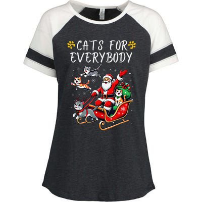 Cats For Everybody Christmas Cat Funny Xmas Santa Enza Ladies Jersey Colorblock Tee