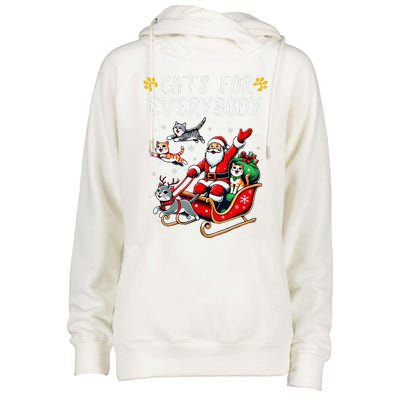 Cats For Everybody Christmas Cat Funny Xmas Santa Womens Funnel Neck Pullover Hood