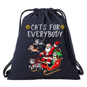 Cats For Everybody Christmas Cat Funny Xmas Santa Drawstring Bag