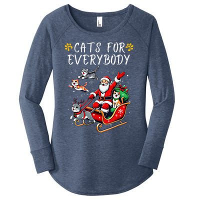 Cats For Everybody Christmas Cat Funny Xmas Santa Women's Perfect Tri Tunic Long Sleeve Shirt