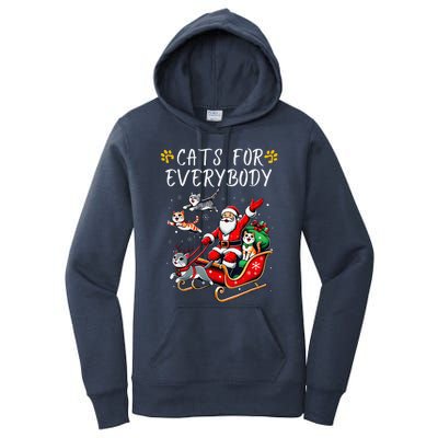 Cats For Everybody Christmas Cat Funny Xmas Santa Women's Pullover Hoodie