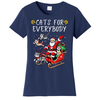 Cats For Everybody Christmas Cat Funny Xmas Santa Women's T-Shirt