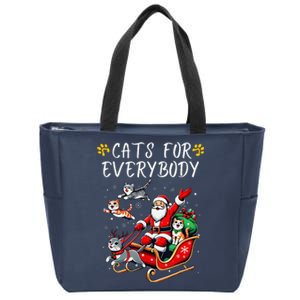 Cats For Everybody Christmas Cat Funny Xmas Santa Zip Tote Bag