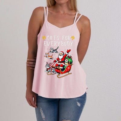 Cats For Everybody Christmas Cat Funny Xmas Santa Women's Strappy Tank