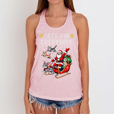 Cats For Everybody Christmas Cat Funny Xmas Santa Women's Knotted Racerback Tank