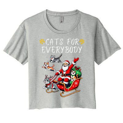 Cats For Everybody Christmas Cat Funny Xmas Santa Women's Crop Top Tee