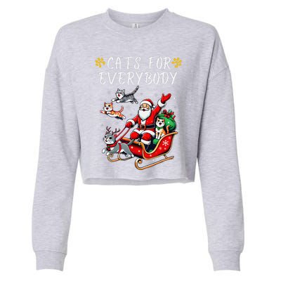 Cats For Everybody Christmas Cat Funny Xmas Santa Cropped Pullover Crew