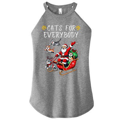 Cats For Everybody Christmas Cat Funny Xmas Santa Women's Perfect Tri Rocker Tank