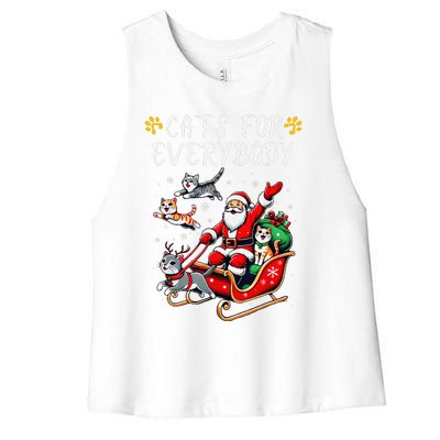 Cats For Everybody Christmas Cat Funny Xmas Santa Women's Racerback Cropped Tank