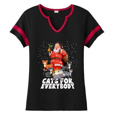 Cats For Everybody Christmas Cat Lover Cats For Everybody Funny Gift Ladies Halftime Notch Neck Tee