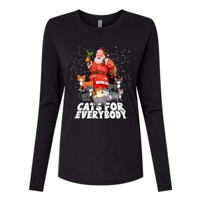 Cats For Everybody Christmas Cat Lover Cats For Everybody Funny Gift Womens Cotton Relaxed Long Sleeve T-Shirt