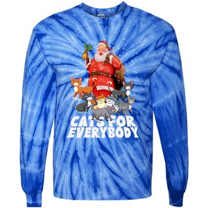 Cats For Everybody Christmas Cat Lover Cats For Everybody Funny Gift Tie-Dye Long Sleeve Shirt