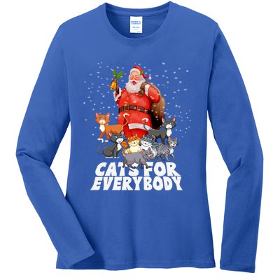 Cats For Everybody Christmas Cat Lover Cats For Everybody Funny Gift Ladies Long Sleeve Shirt