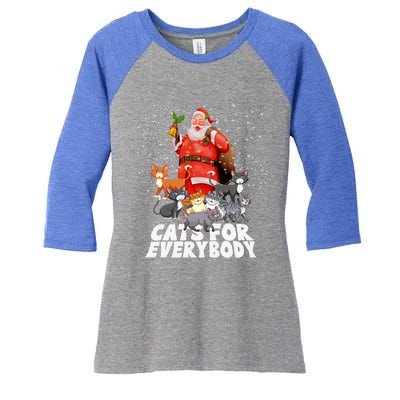 Cats For Everybody Christmas Cat Lover Cats For Everybody Funny Gift Women's Tri-Blend 3/4-Sleeve Raglan Shirt