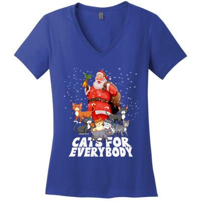 Cats For Everybody Christmas Cat Lover Cats For Everybody Funny Gift Women's V-Neck T-Shirt