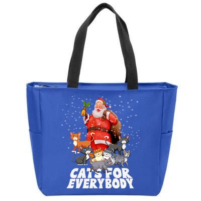 Cats For Everybody Christmas Cat Lover Cats For Everybody Funny Gift Zip Tote Bag