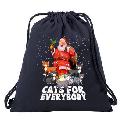 Cats For Everybody Christmas Cat Lover Cats For Everybody Funny Gift Drawstring Bag