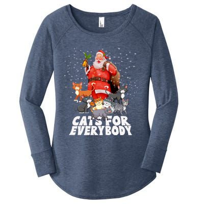 Cats For Everybody Christmas Cat Lover Cats For Everybody Funny Gift Women's Perfect Tri Tunic Long Sleeve Shirt