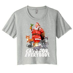 Cats For Everybody Christmas Cat Lover Cats For Everybody Funny Gift Women's Crop Top Tee