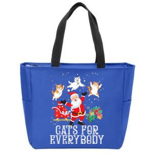 Cats For Everybody Christmas Cat Funny Xmas Santa Gift Zip Tote Bag