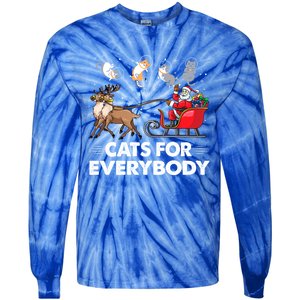 Cats For Everybody Christmas Cat Lover Funny Novelty Gift Tie-Dye Long Sleeve Shirt