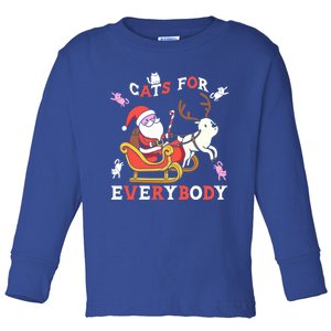 Cats For Everybody Christmas Cat Funny Xmas Santa Gift Toddler Long Sleeve Shirt