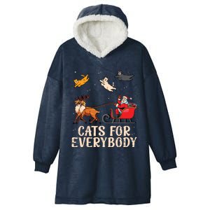 Cats For Everybody Christmas Cat Funny Xmas Santa Hooded Wearable Blanket