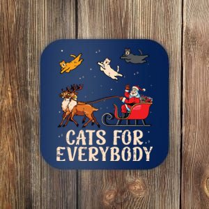 Cats For Everybody Christmas Cat Funny Xmas Santa Coaster