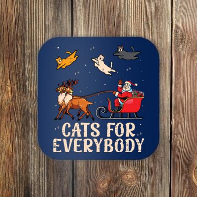 Cats For Everybody Christmas Cat Funny Xmas Santa Coaster