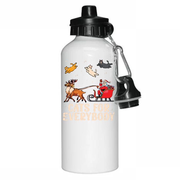 Cats For Everybody Christmas Cat Funny Xmas Santa Aluminum Water Bottle