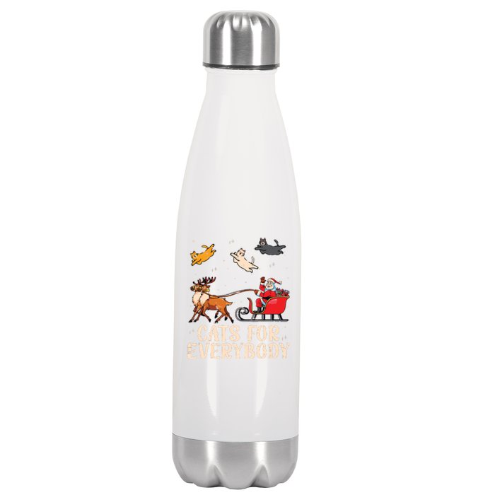 Cats For Everybody Christmas Cat Funny Xmas Santa Stainless Steel Insulated Water Bottle