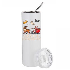 Cats For Everybody Christmas Cat Funny Xmas Santa Stainless Steel Tumbler