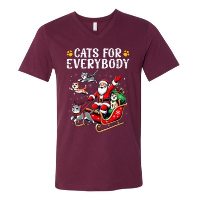 Cats For Everybody Christmas Cat Funny Xmas Santa V-Neck T-Shirt