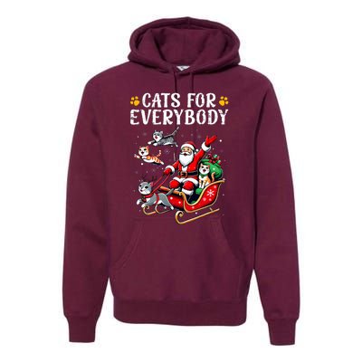 Cats For Everybody Christmas Cat Funny Xmas Santa Premium Hoodie