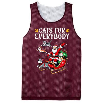 Cats For Everybody Christmas Cat Funny Xmas Santa Mesh Reversible Basketball Jersey Tank