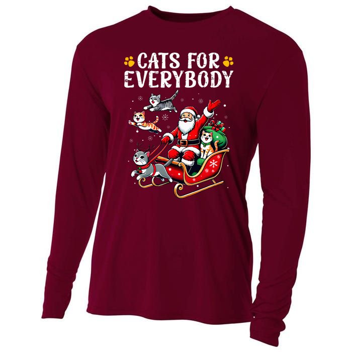 Cats For Everybody Christmas Cat Funny Xmas Santa Cooling Performance Long Sleeve Crew