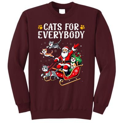 Cats For Everybody Christmas Cat Funny Xmas Santa Tall Sweatshirt