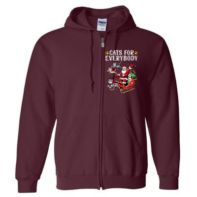 Cats For Everybody Christmas Cat Funny Xmas Santa Full Zip Hoodie