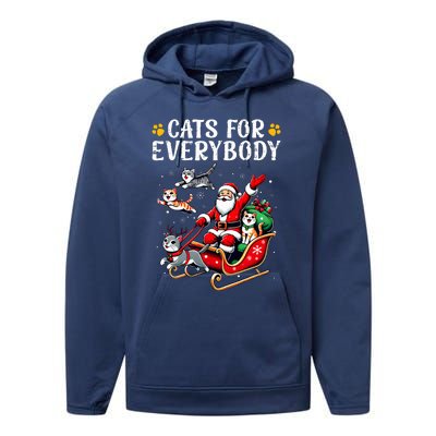 Cats For Everybody Christmas Cat Funny Xmas Santa Performance Fleece Hoodie