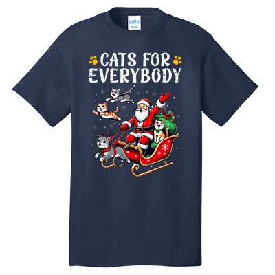 Cats For Everybody Christmas Cat Funny Xmas Santa Tall T-Shirt