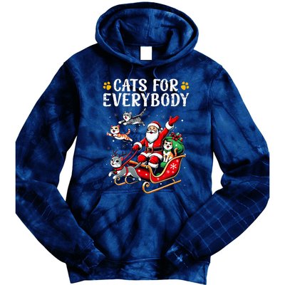 Cats For Everybody Christmas Cat Funny Xmas Santa Tie Dye Hoodie