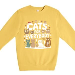 Cats For Everybody Christmas Cat Funny Xmas Santa Gift Premium Crewneck Sweatshirt