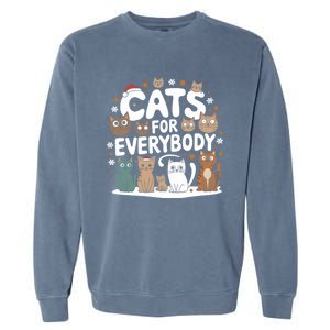 Cats For Everybody Christmas Cat Funny Xmas Santa Gift Garment-Dyed Sweatshirt