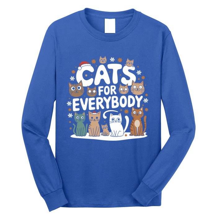 Cats For Everybody Christmas Cat Funny Xmas Santa Gift Long Sleeve Shirt