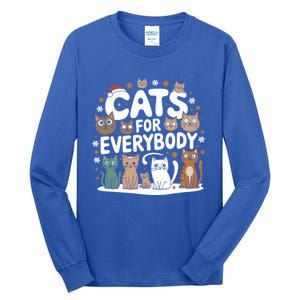 Cats For Everybody Christmas Cat Funny Xmas Santa Gift Tall Long Sleeve T-Shirt