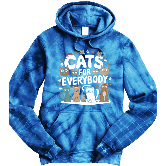 Cats For Everybody Christmas Cat Funny Xmas Santa Gift Tie Dye Hoodie