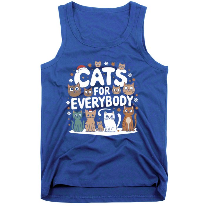 Cats For Everybody Christmas Cat Funny Xmas Santa Gift Tank Top