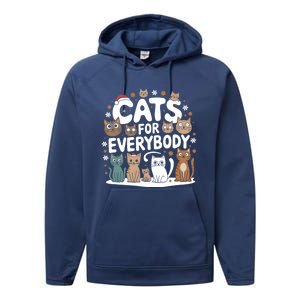 Cats For Everybody Christmas Cat Funny Xmas Santa Gift Performance Fleece Hoodie