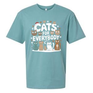 Cats For Everybody Christmas Cat Funny Xmas Santa Gift Sueded Cloud Jersey T-Shirt